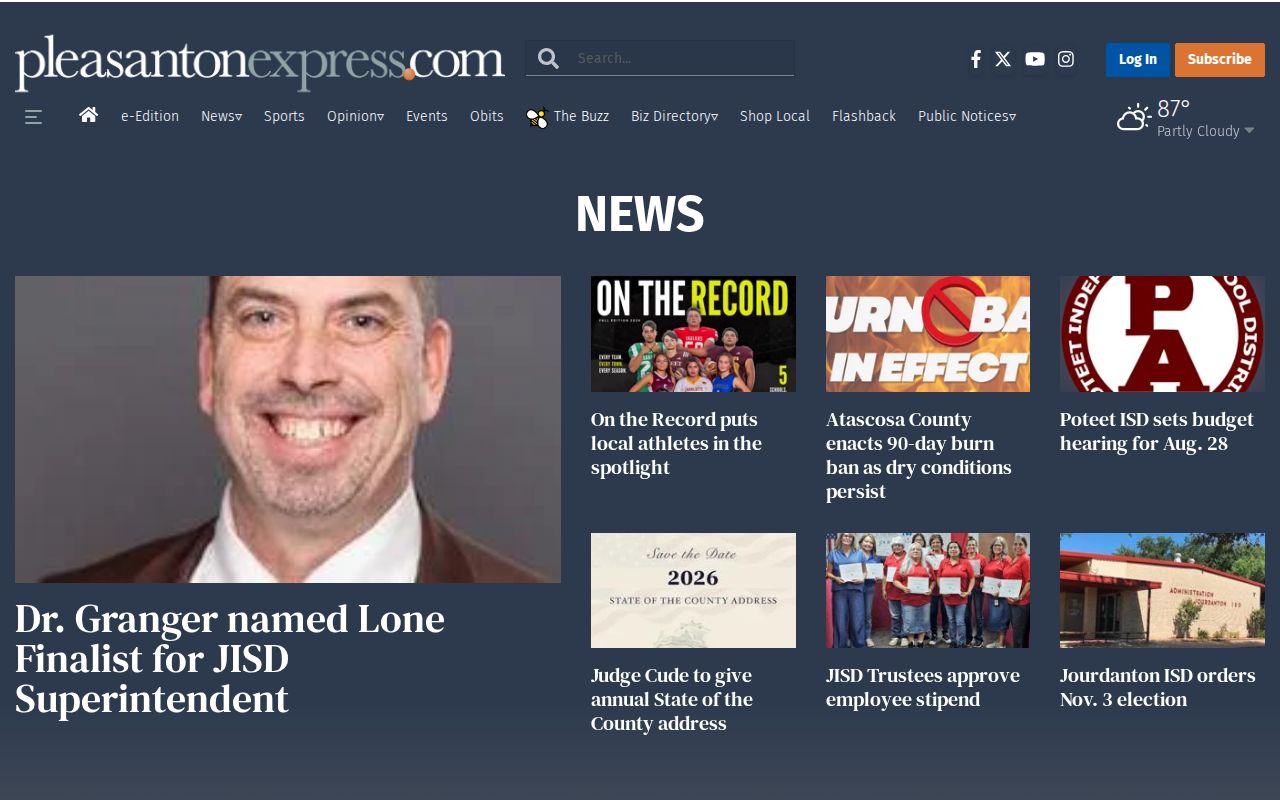 Atascosa County booking record news source, Pleasanton Express section