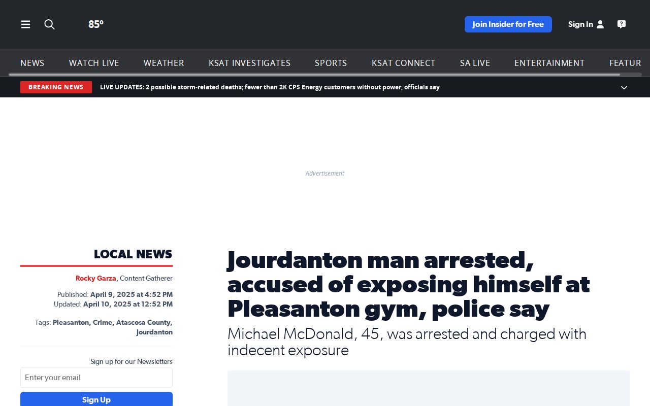 Atascosa County regional news example with ACSO booking photo credit