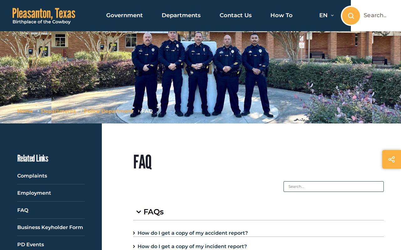 Pleasanton Police FAQ for Atascosa County booking record limits