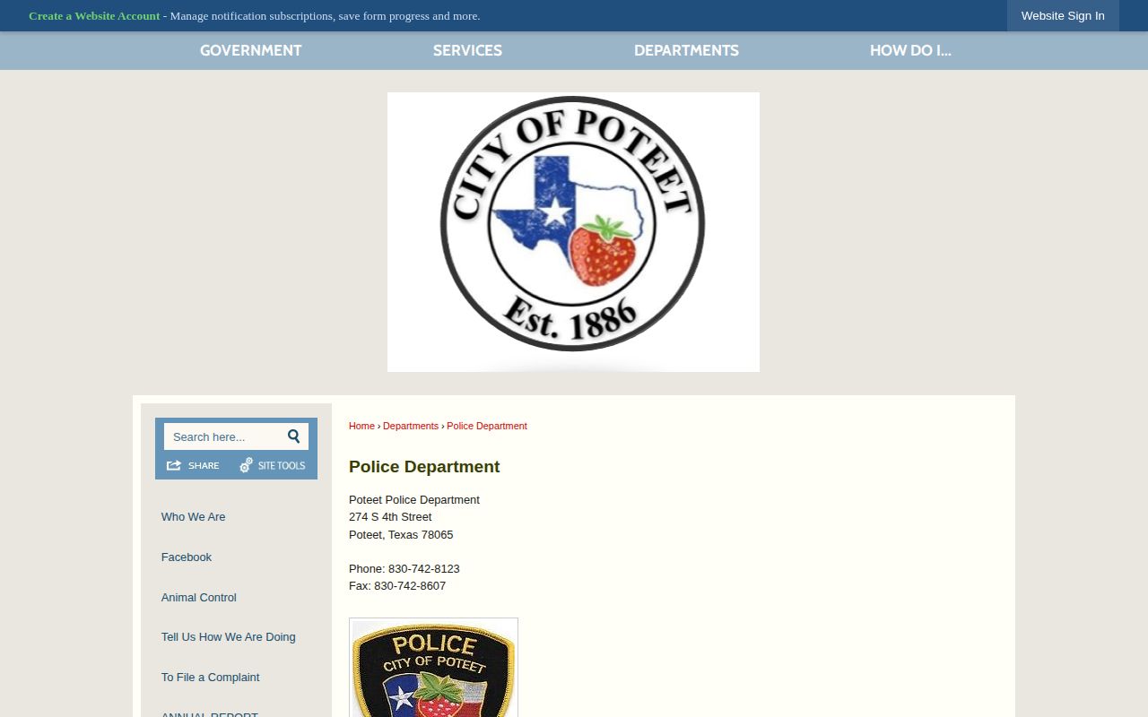 Poteet Police source for Atascosa County booking record access